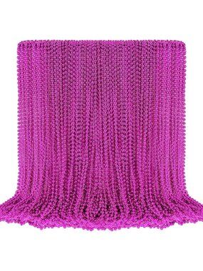 100PCS Orange Mardi Gras Bead Necklaces 33" Halloween Party Favor Beads-Hot Pink